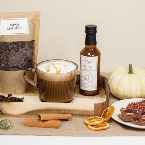 Zestaw prezentowy z czekoladą kawą i syropem